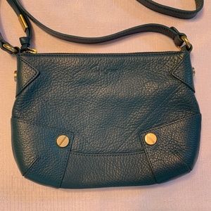 Foley + Corinna Vegan Leather Peacock Aqua Blue Crossbody Handbag Brass Hardware